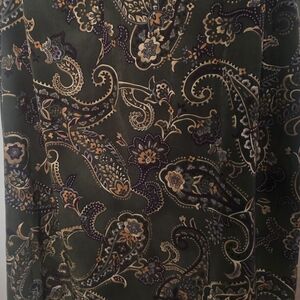 Floral Paisley A-Line Skirt - Green and Purple